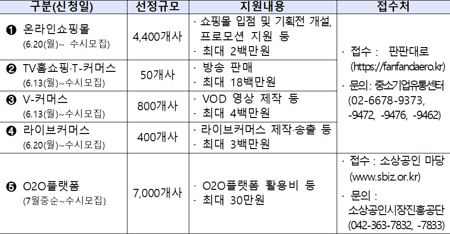 온라인 채널별 진출 지원